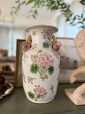 Pink Hydrangea Vase with Pomegranate Handles