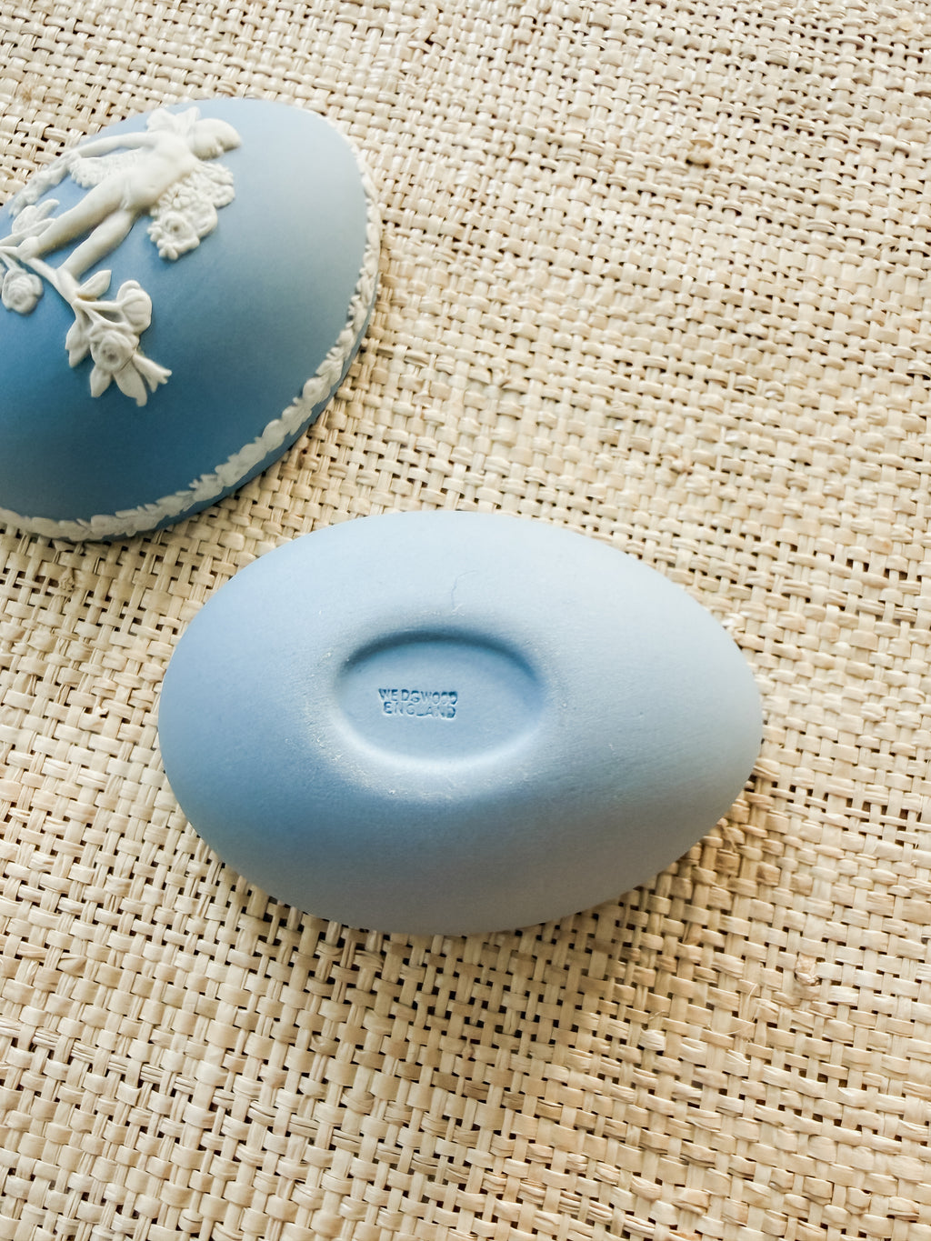 Vintage Wedgwood Jasperware Lavender (Light Blue) Egg Trinket Box