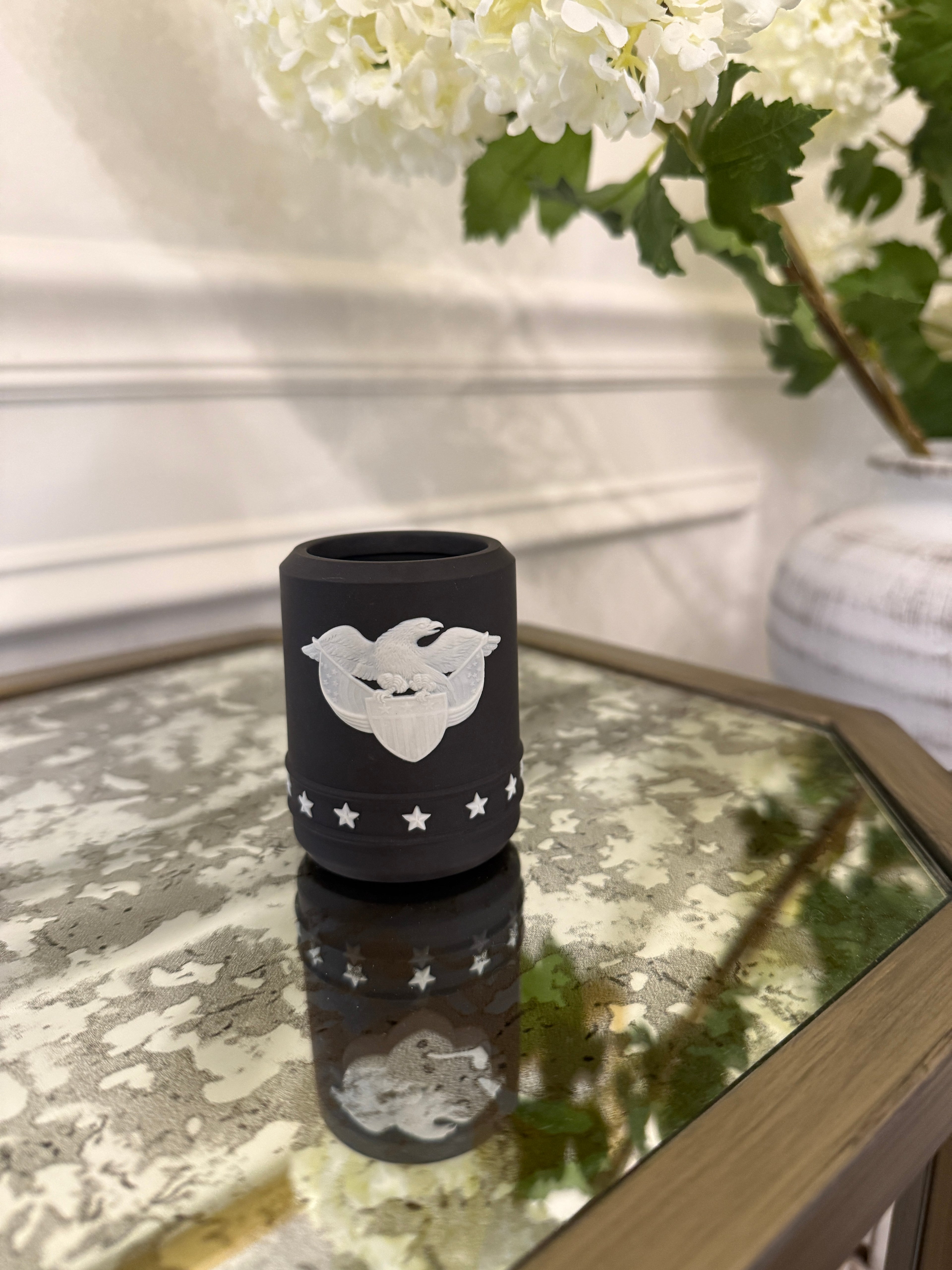 Wedgwood Jasperware Cream on Black Eagle 3" Cup (Lighter with No Mechanism)