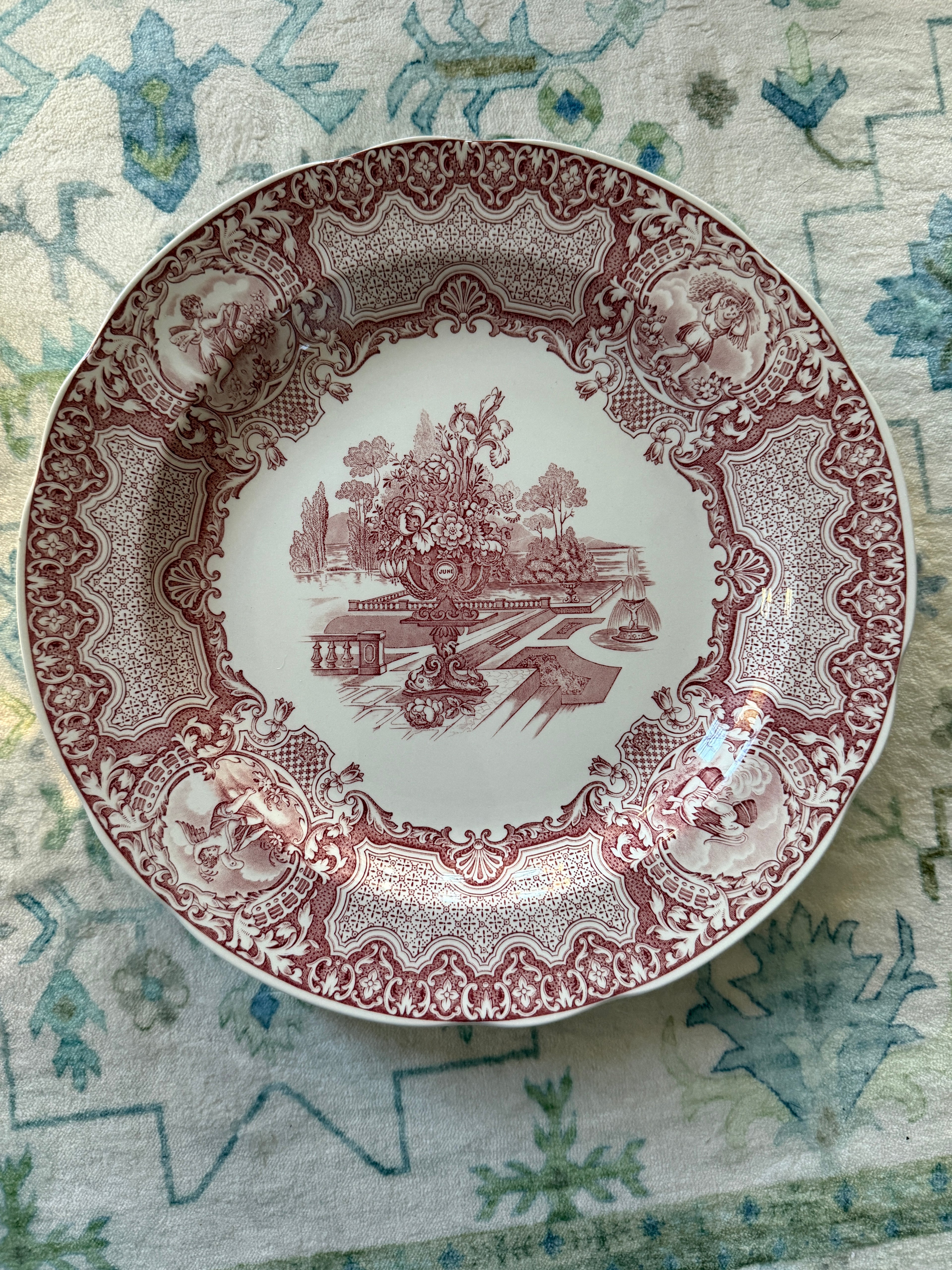 Spode Archive Collection Victorian Series "Seasons" Cranberry Transferware