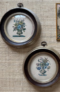 Round Framed Floral Prints with Convex Glass - Set