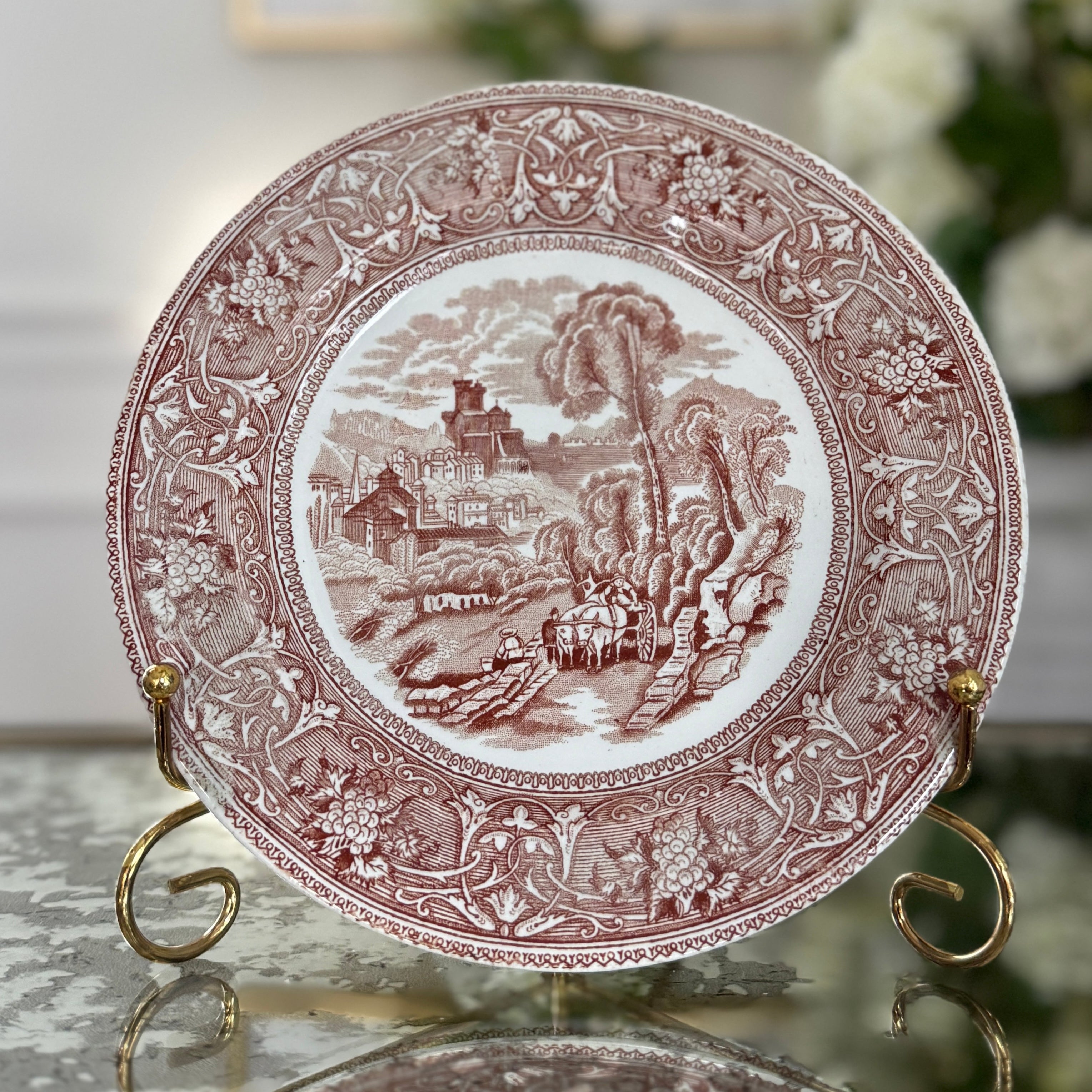 Antique Edge, Malkin, & Co. "Italy" Brown Transferware Plate