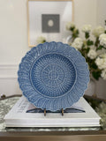 Vintage Bordallo Blue Basketweave Shallow Bowl