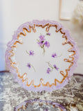 Antique (1893) Limoges Hand-Painted Violets Plate - 7 7/8”, signed on back, note on back