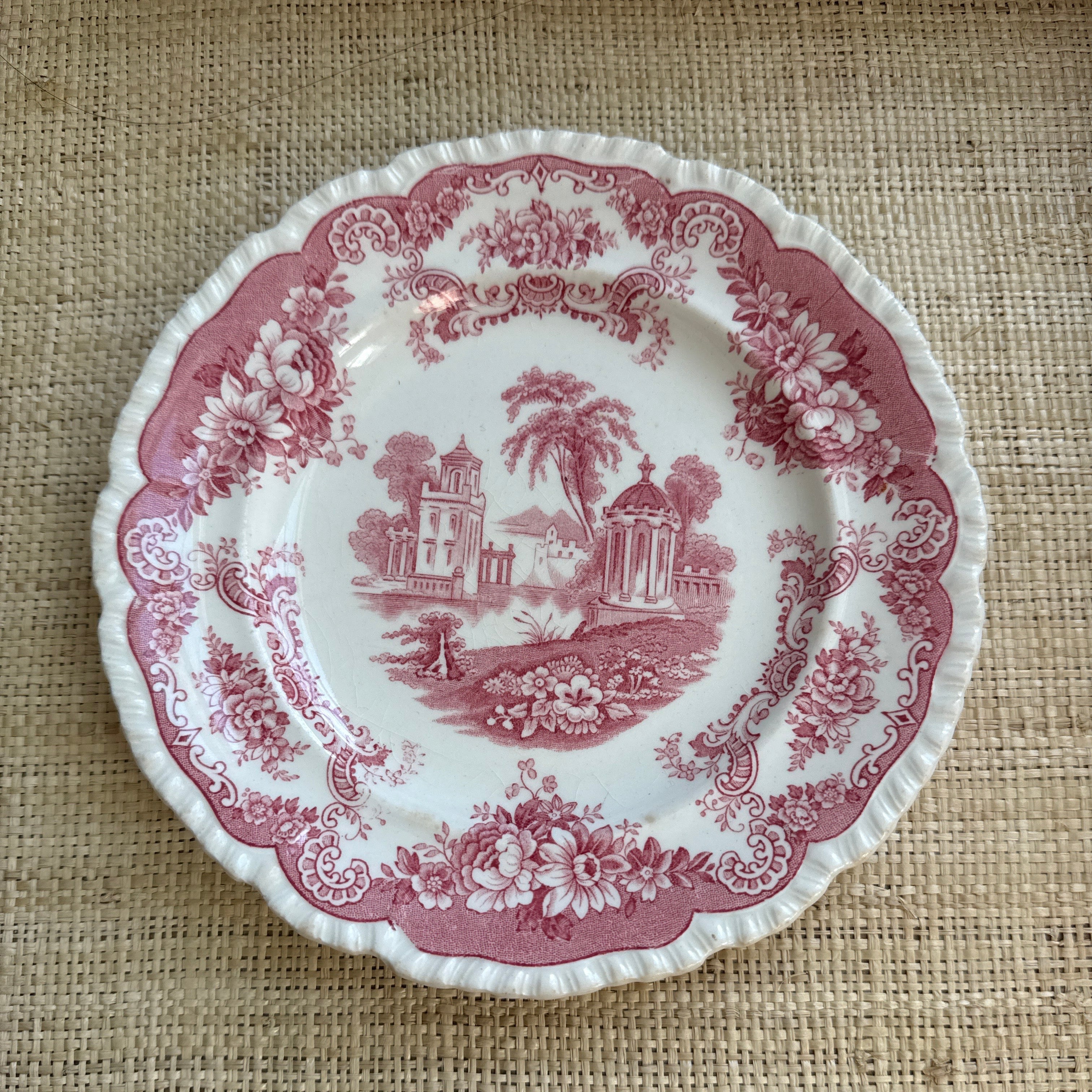 Antique John Maddock & Sons Pink "Bombay" Plate