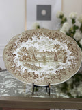 Vintage J & G Meakin "Romantic England" Brown and Green Transferware Platter