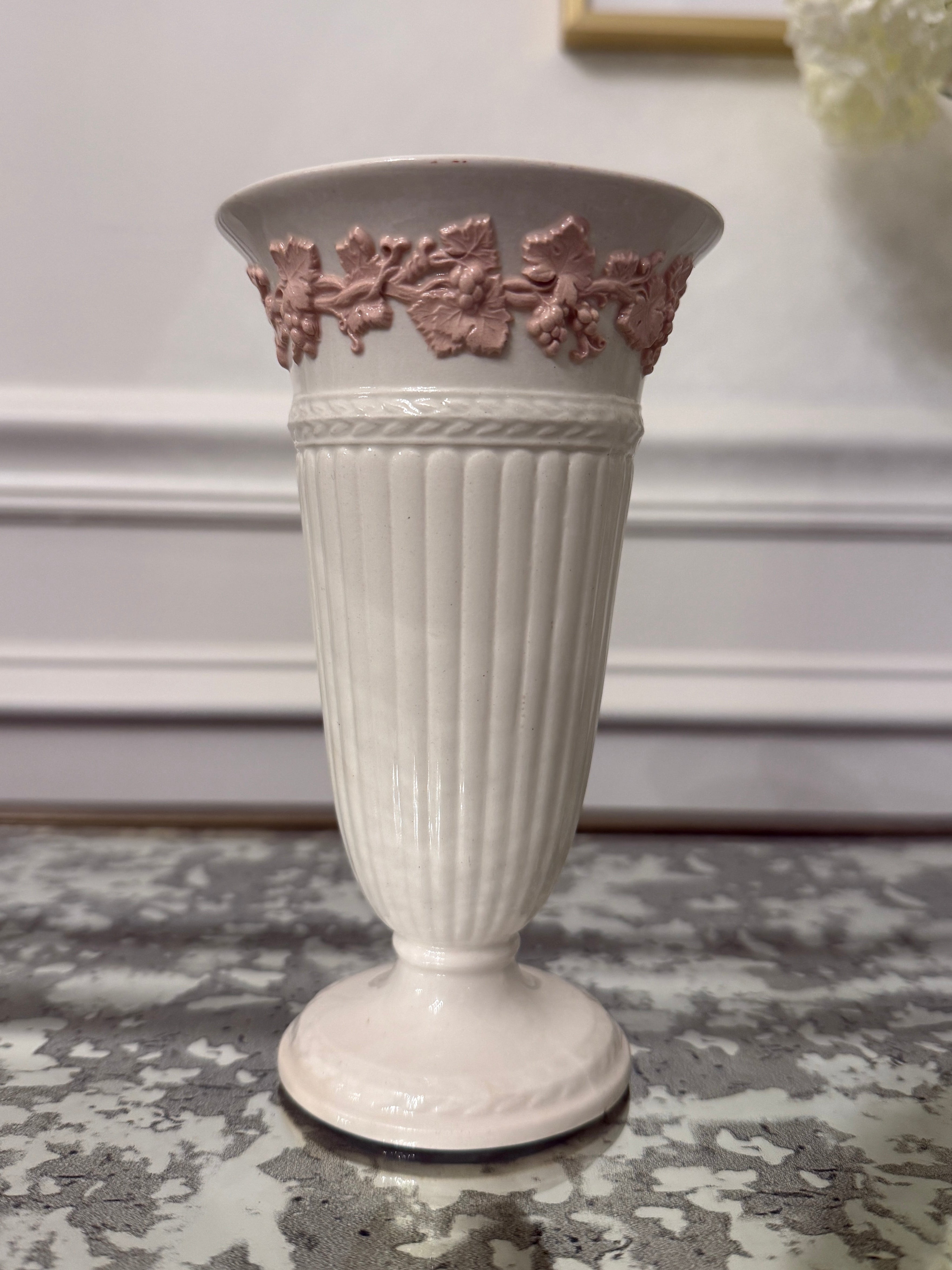 Wedgwood Queensware Pink on Cream 6 1/2" Vase
