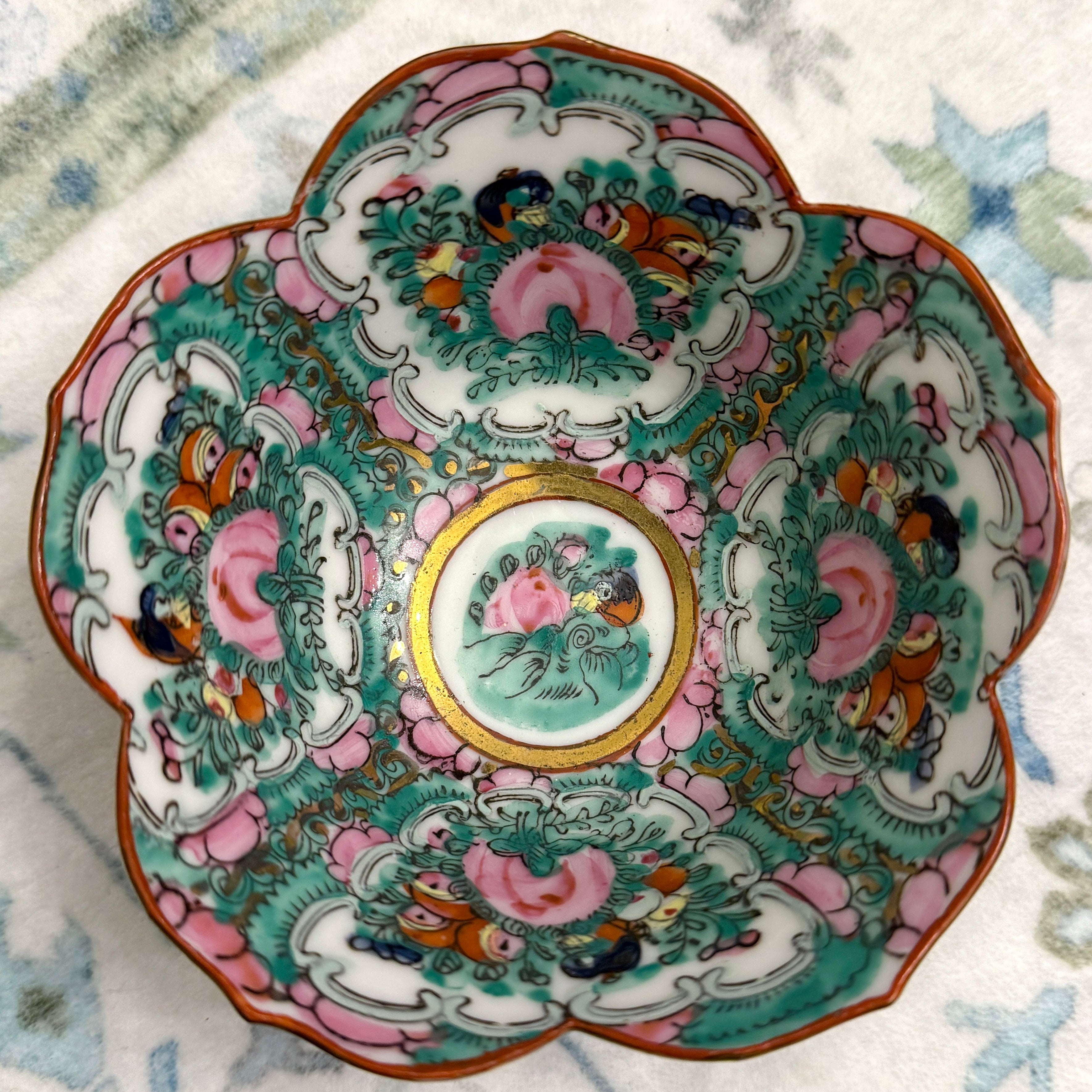 Vintage Famille Rose Canton Lotus Bowl
