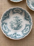 Antique John Maddock & Sons "Bombay" Blue Green Transferware Shallow Bowl