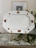 Antique White Ironstone 8-Sided Platter with Copper Luster Grapes (antique condition)
