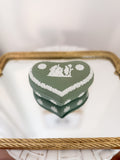 Vintage Sage Wedgwood Jasperware Heart Trinket Box, Large