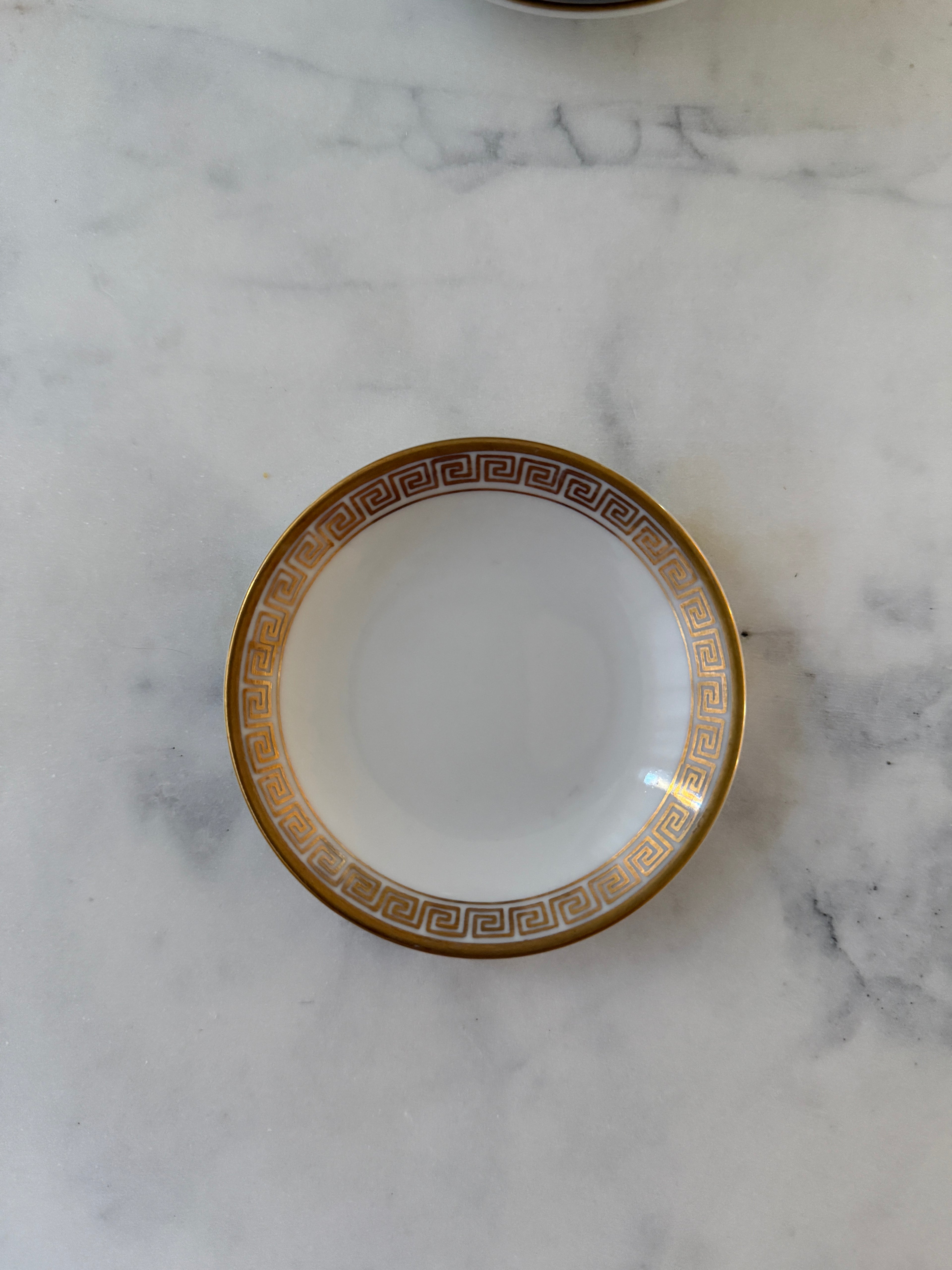 Vintage Lefton China 22k Gold Greek Key 3.5" Butter Pat