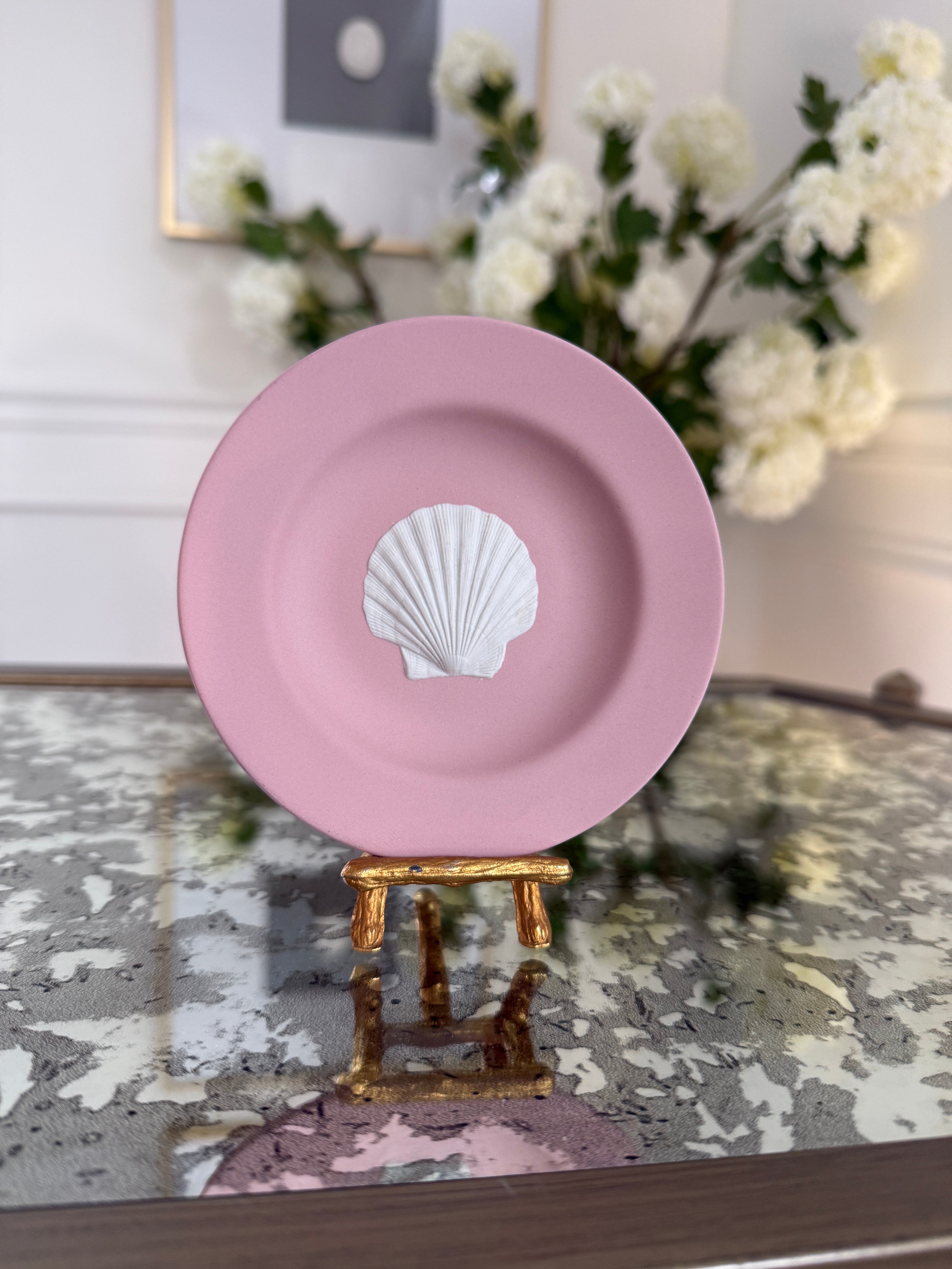 Wedgwood Jasperware Pink Scallop Shell Plate