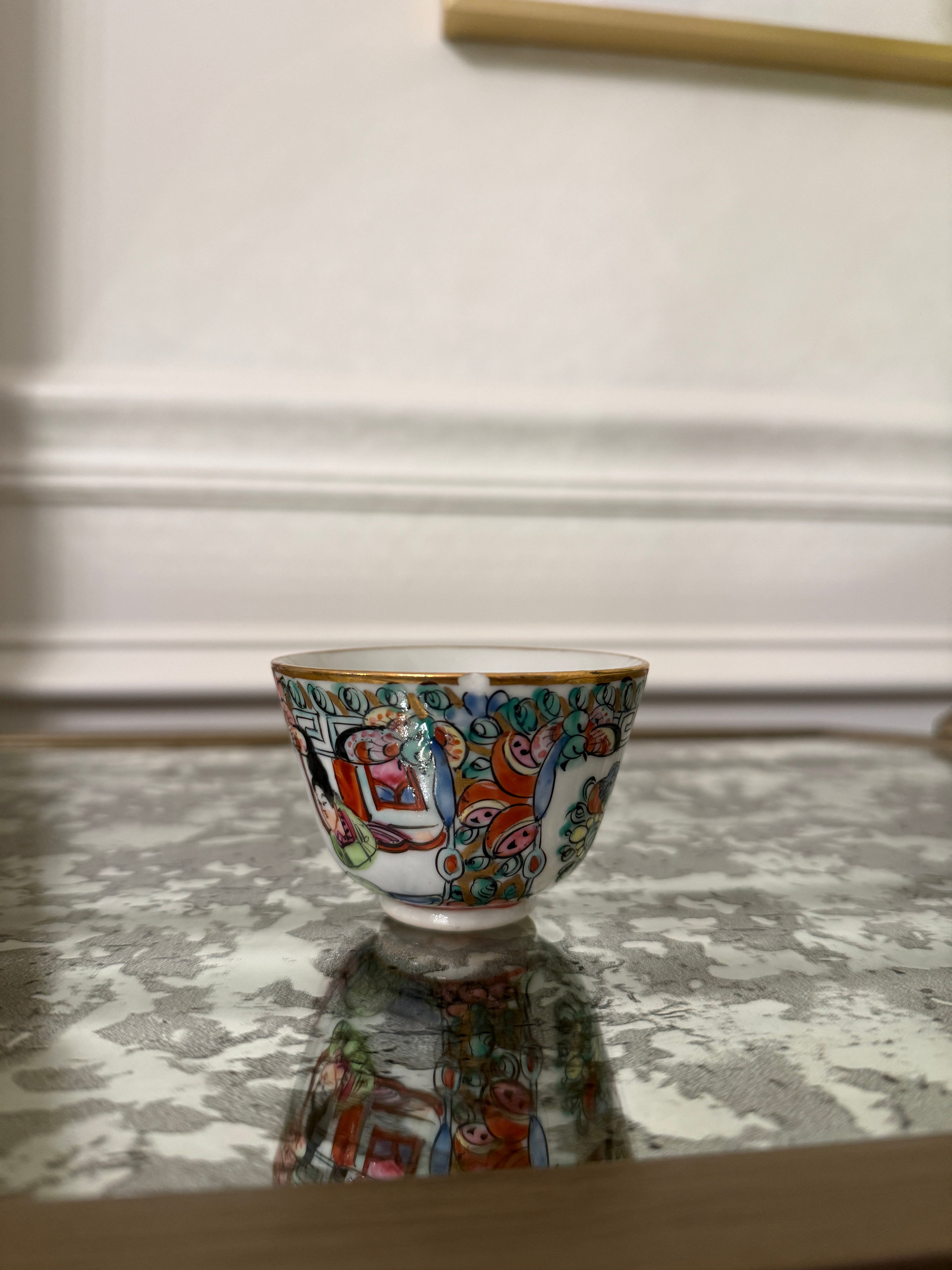 Rose Medallion Sake 2" Cup - Chipped