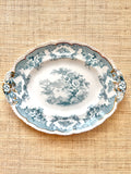 Antique John Maddock & Sons "Bombay" Blue Green Transferware Platter