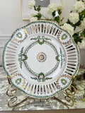 Vintage RW Bavaria Bow Swag Green and Pink Reticulated Plate