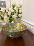 Vintage Floral and Gold "Brassed" Bowl