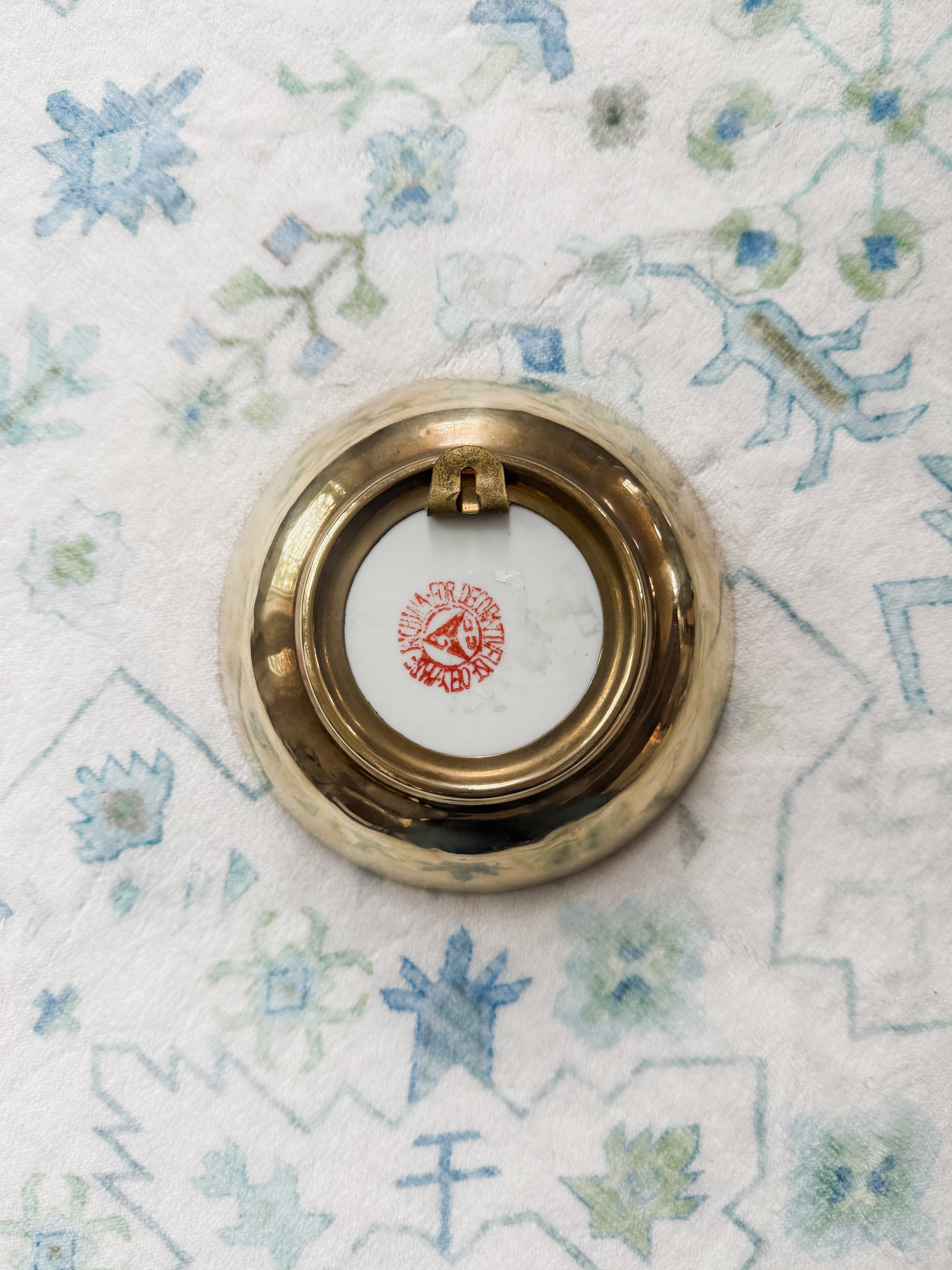 Vintage Tobacco Leaf 5" Brass-encased Bowl