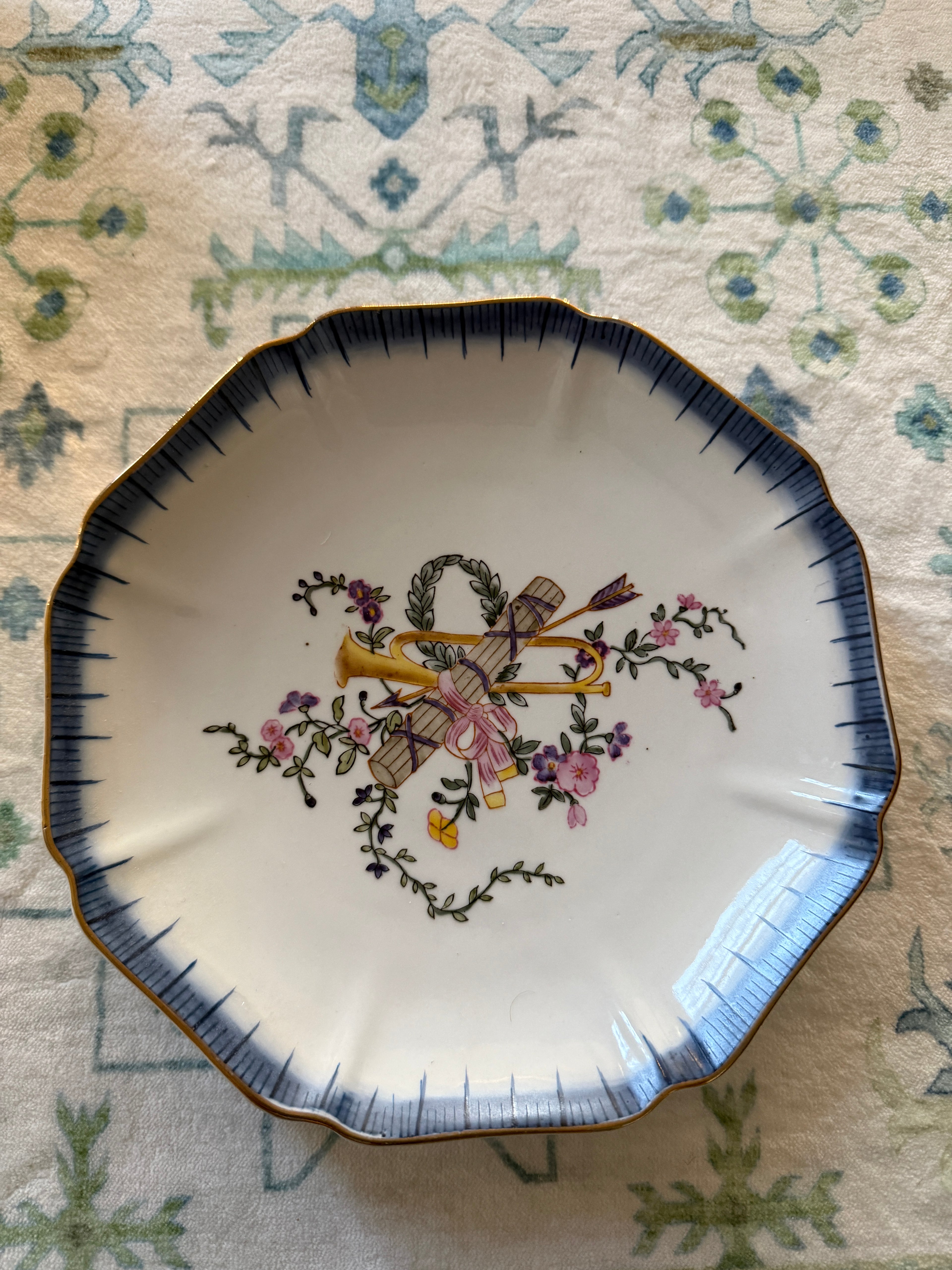 Winterthur by Oriental Accent 8-Sided Blue and Pink Plate