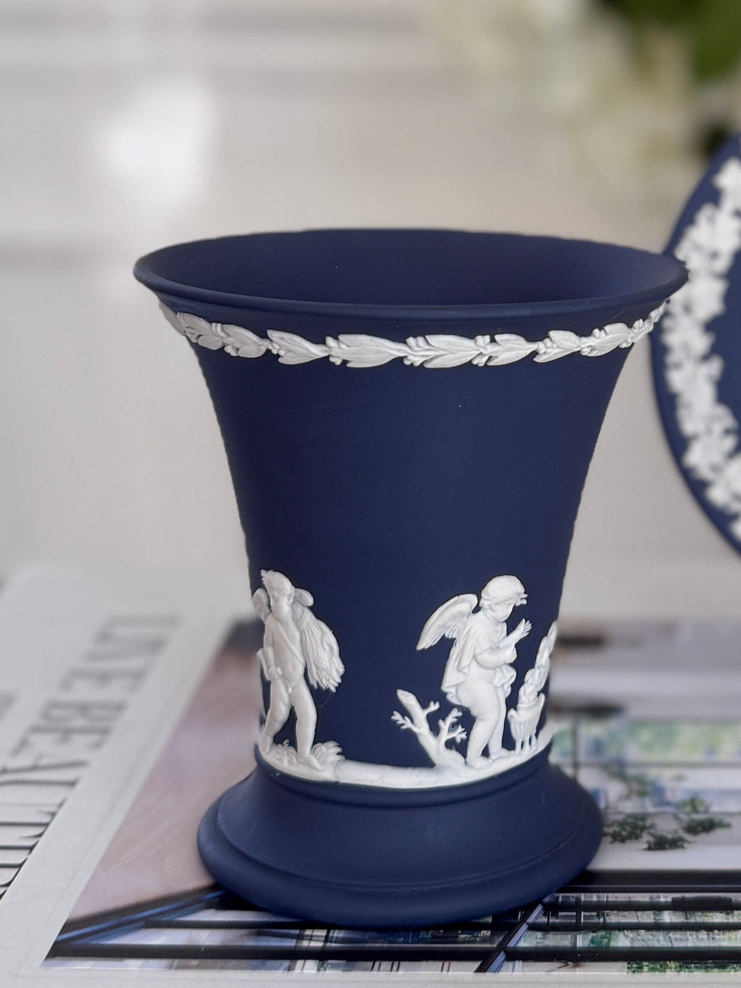 Vintage Wedgwood Jasperware Portland Blue (Navy) Posey Pot Vase