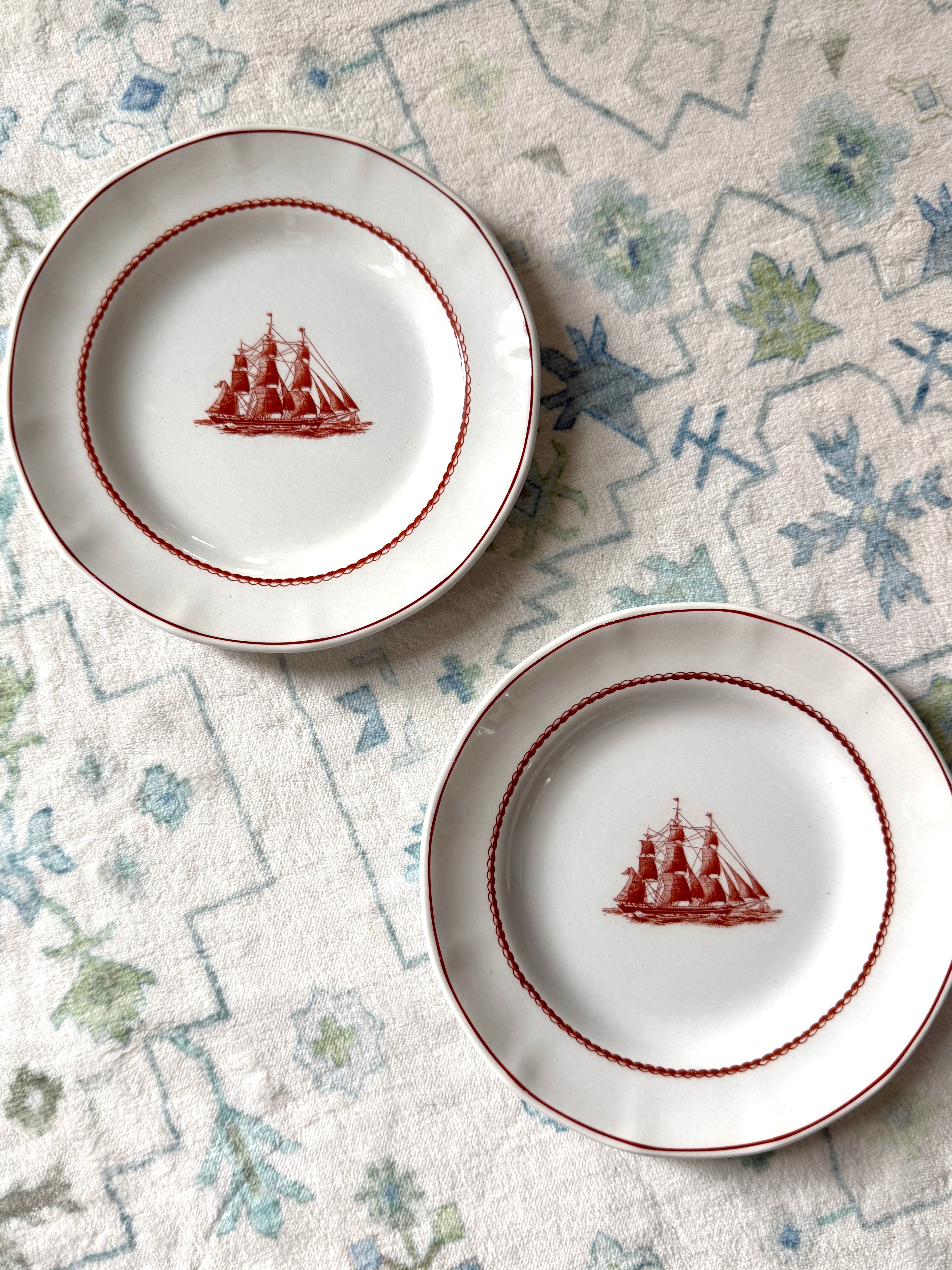 Wedgwood Red "Flying Cloud" Ship Bread & Butter Plate