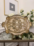 Vintage Cream Florentine Tray - 16 1/2" x 11 1/4" - wear to top