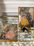 Pair of Reverse Painted Courting Couples Frames - hole in one picture