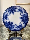 Antique Alfred Meakin Ltd "Devon" Flow Blue Floral Plate - 10” - antique condition with staining, crazing, and utensil wear