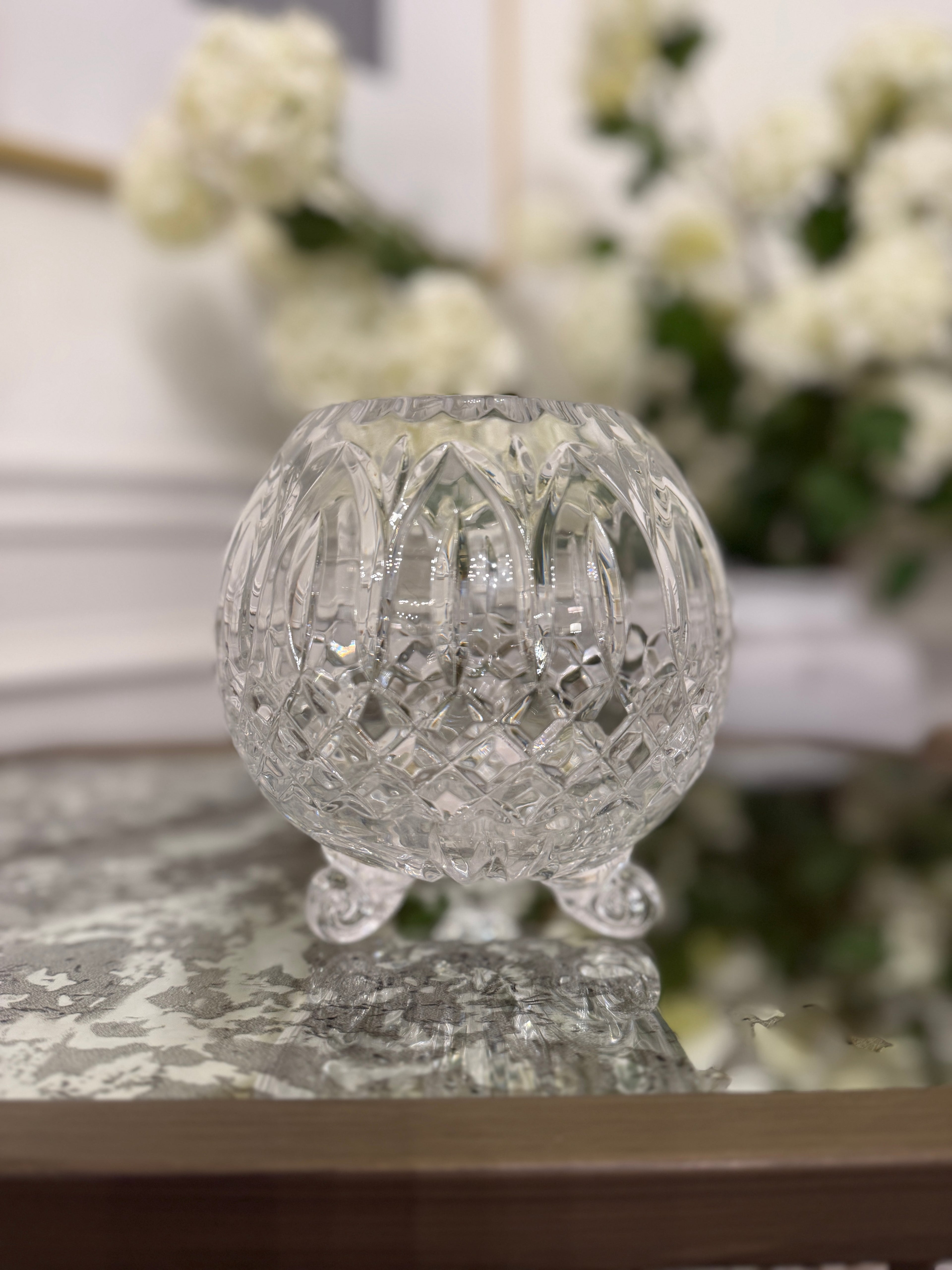 Crystal Footed Rose Bowl