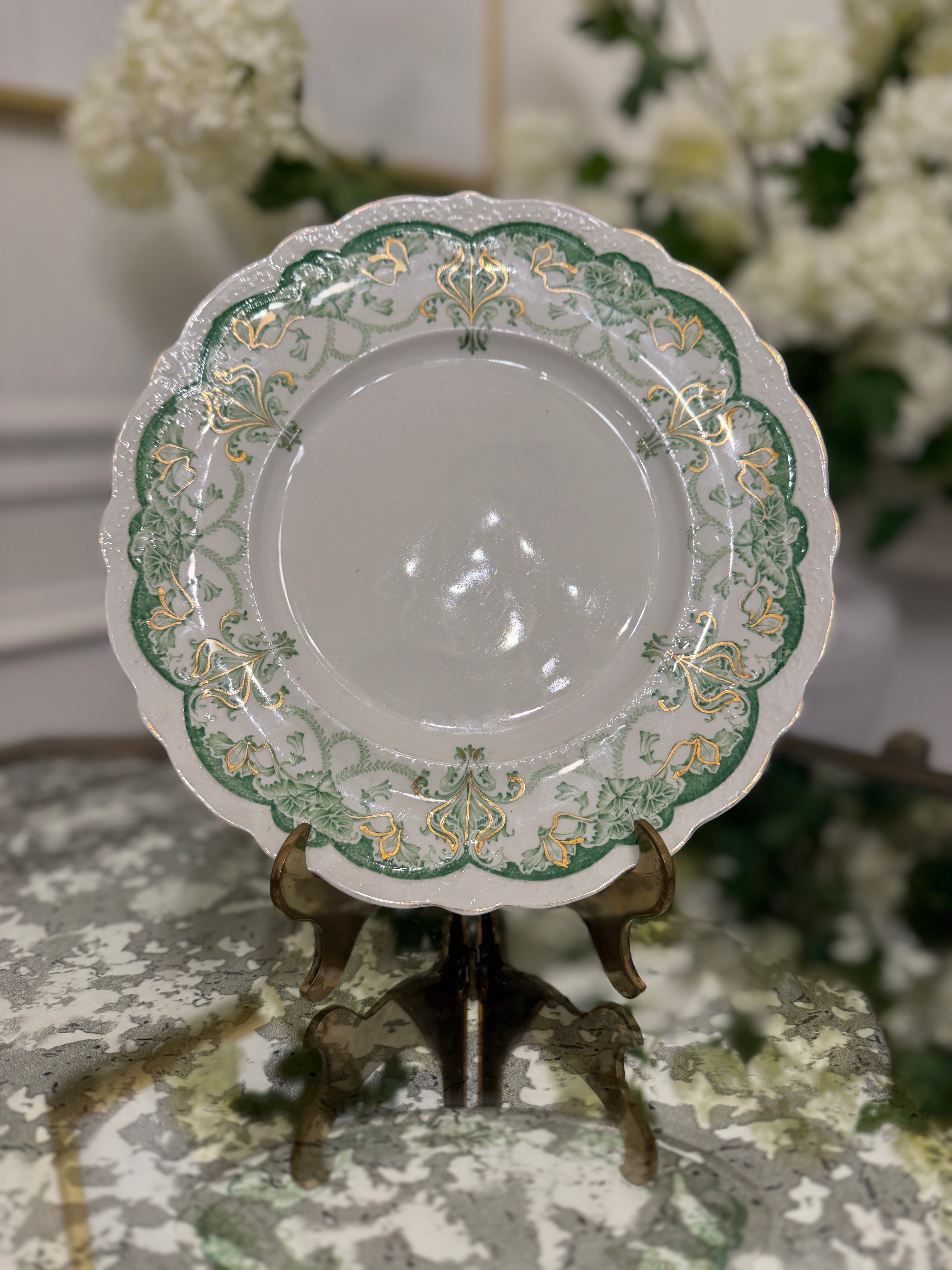 Antique Johnson Bros "Dartmouth" Green Plate