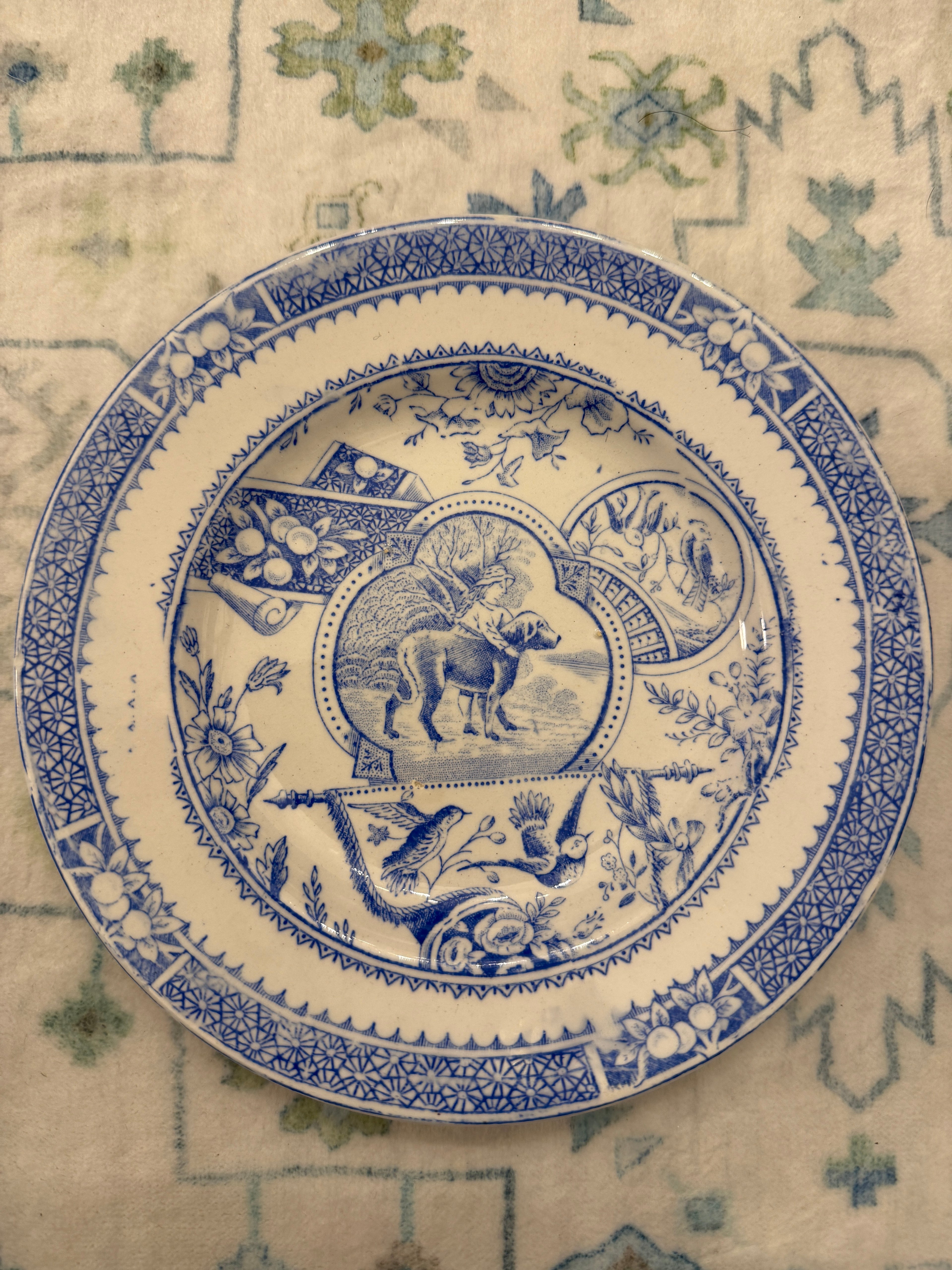 Antique Allerton "Girl with Pet" 7” Plate