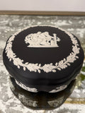 Wedgwood Cream on Black Scalloped Round Trinket Box