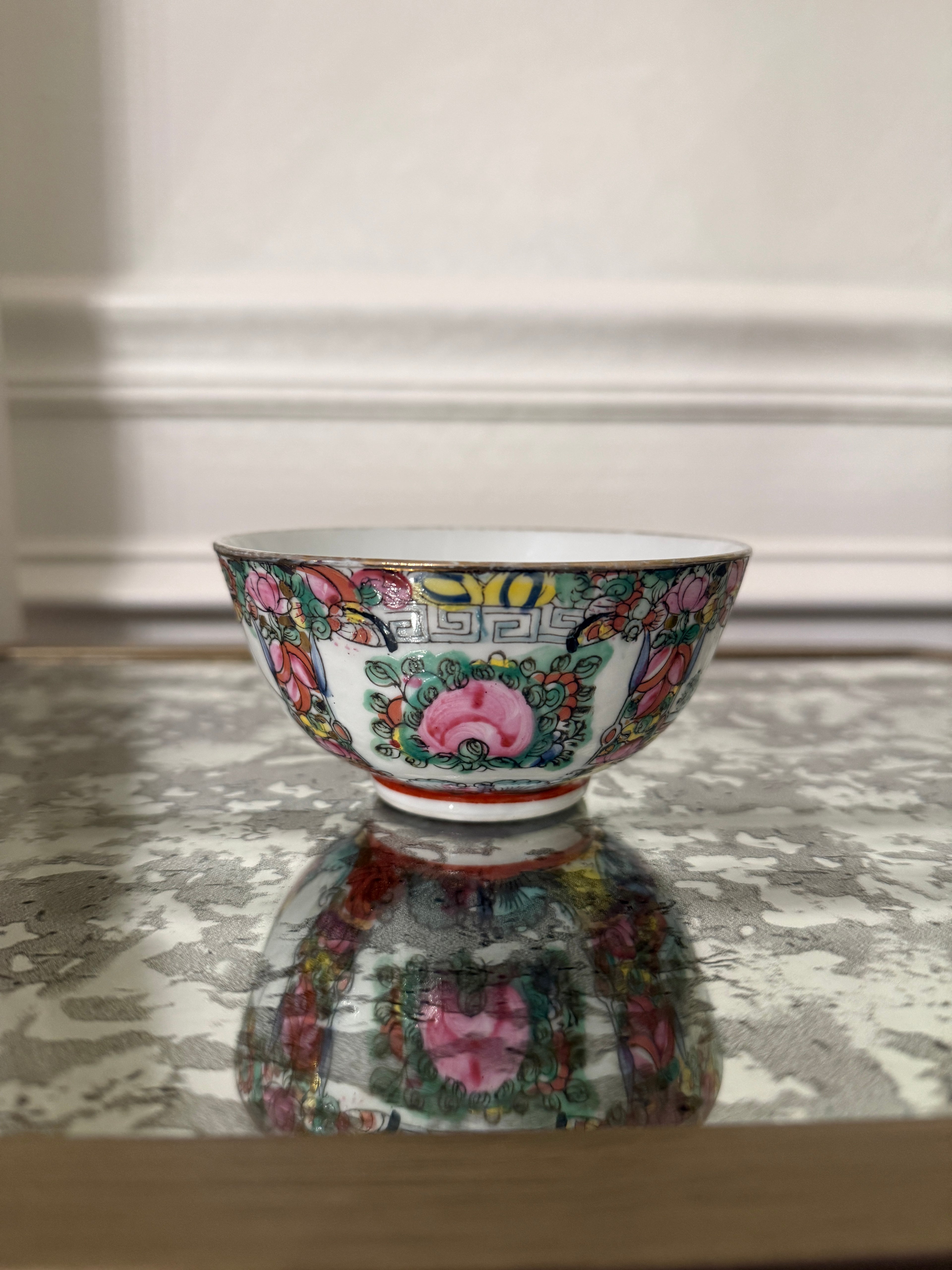 Vintage Rose Medallion Rice Bowl - 4 1/2”W x 2 1/2”H
