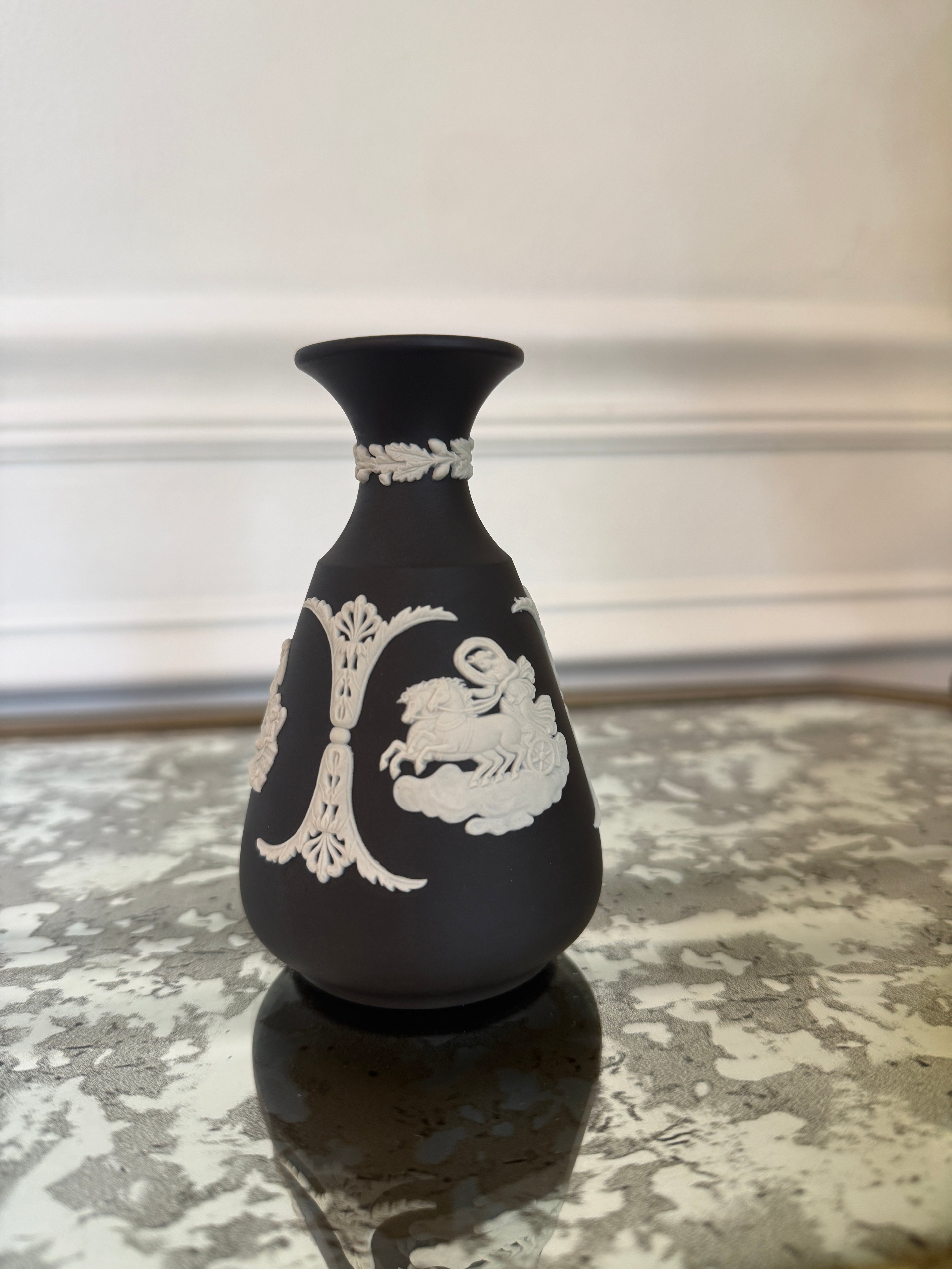 Wedgwood Jasperware Cream on Black Vase
