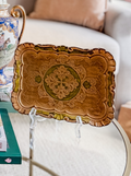 Green and Gold Florentine Tray - Handmade in Firenze - 10" x 7 1/2"