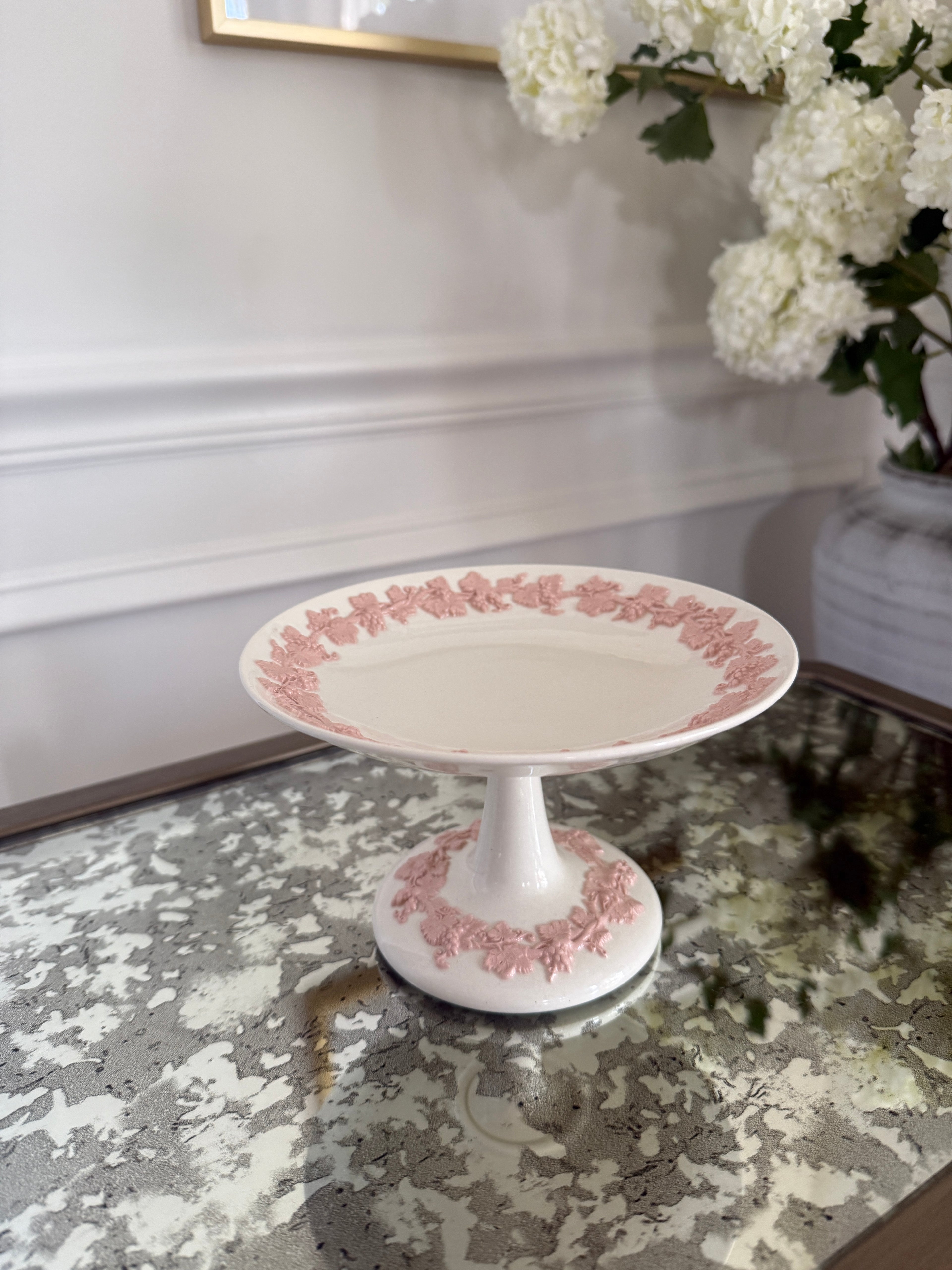Vintage Wedgwood Queensware Pink Compote - 6 1/2"W x 4"H