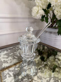 Baccarat Crystal Mustard / Jam Lidded Jar with Spoon - 4 1/4”H