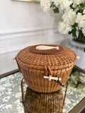Nantucket Style Lightship Whale Basket (Unsigned) - Disclaimers: some separation of strap wrapping, unraveling toggle string